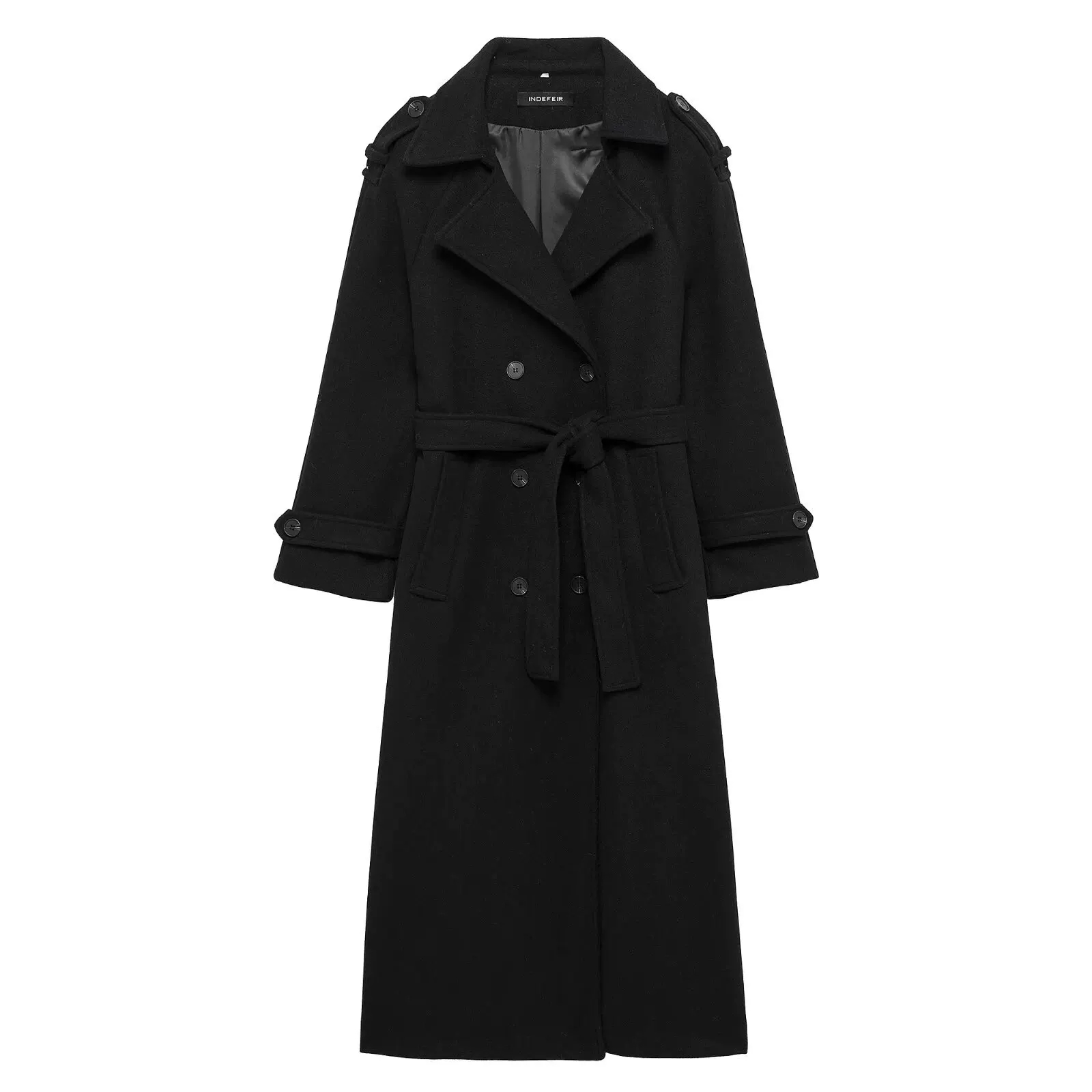 Trench Coat Formal - Manteau Trench Noir Double Boutonnage à