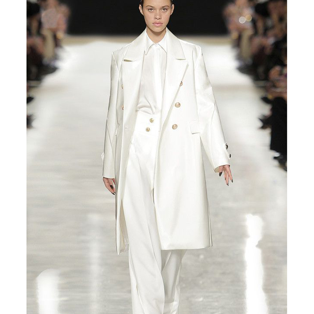 Trench Coat Formal - Trench-Coat luxueux en Satin blanc pour