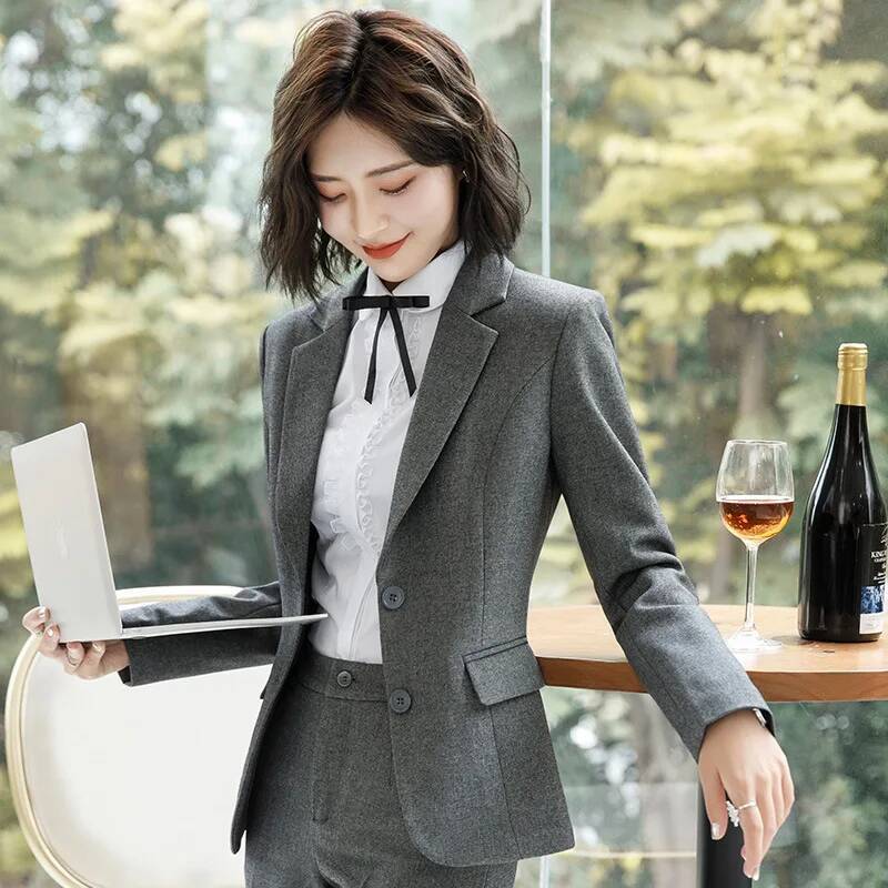 Women Formal Office Wear Tops - Nouveauté gris formel Blazers et vestes