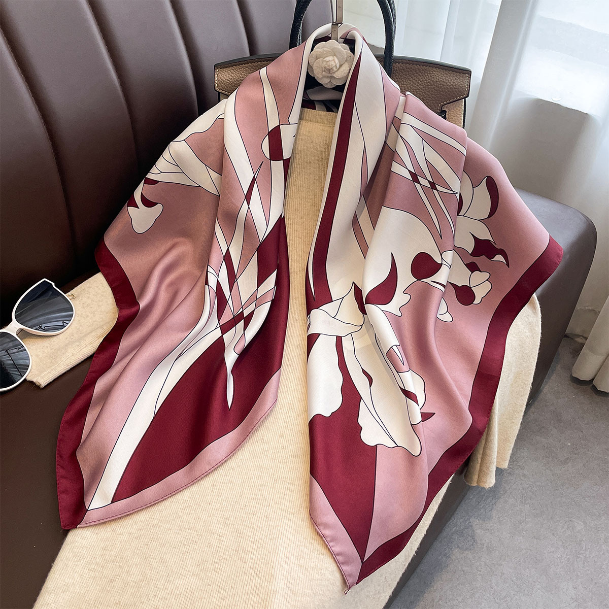 Scarf Silk Neck - Foulard carré de luxe en sergé