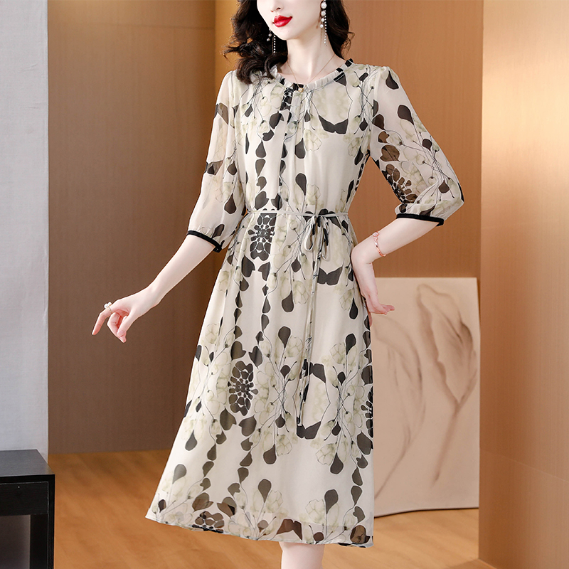 Women Formal Office Wear Tops - Robe Midi de Plage en Soie