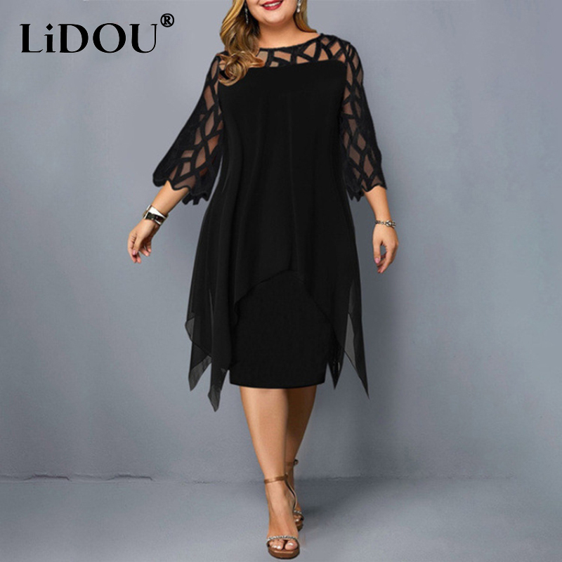 Women Formal Office Wear Tops - Nouveau élégant dentelle maille grande taille