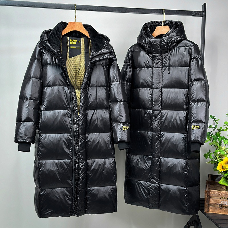 Trench Coat Formal - Doudoune à capuche noire mi-longue pour