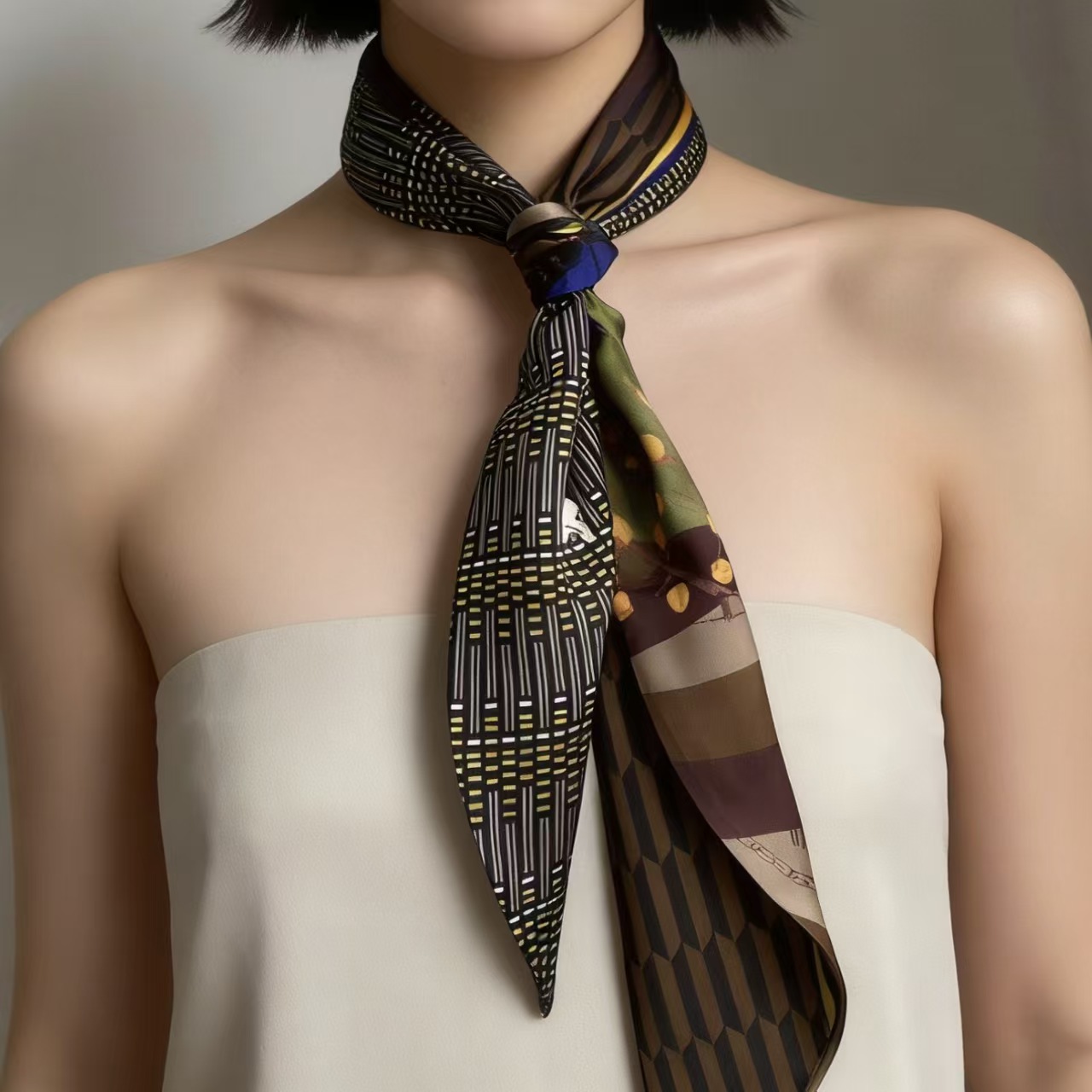 Foulard en soie biaisé imprimé - Scarf Silk Neck avis et prix