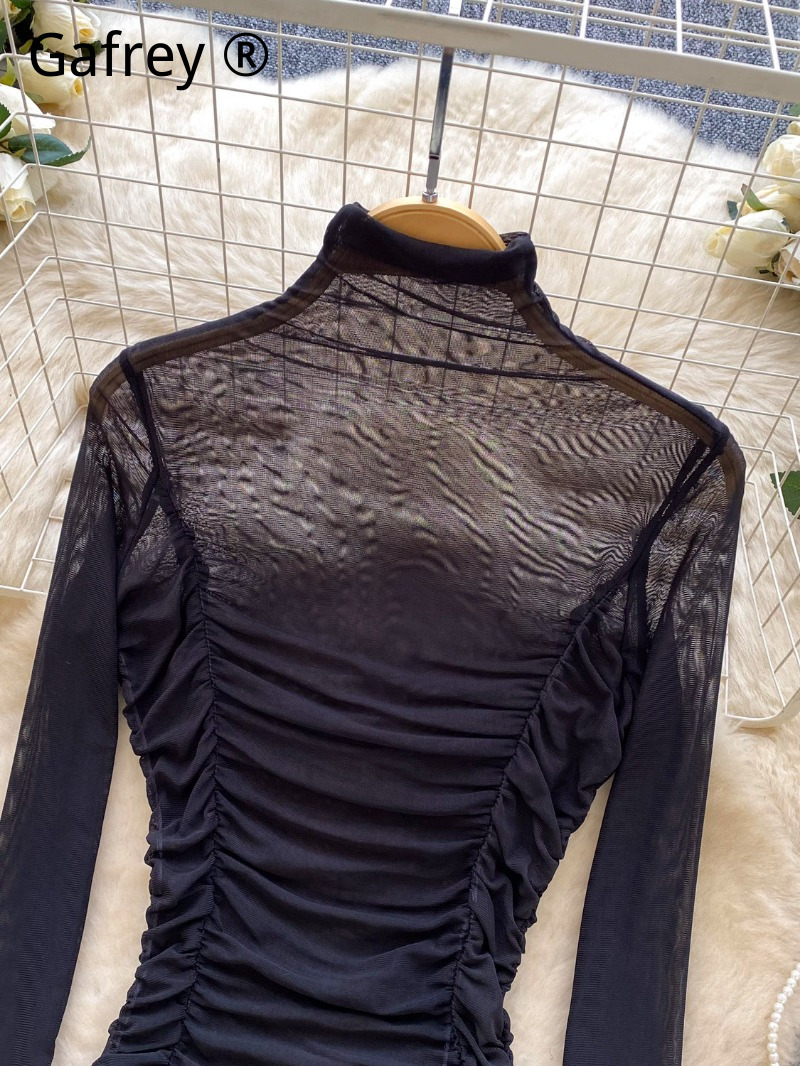 Body sexy gris en maille fronc - Turtleneck Bodysuit Office avis et prix