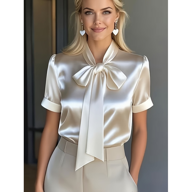Chemise élégante à manches cou - Women Formal Wear With Tie avis et prix